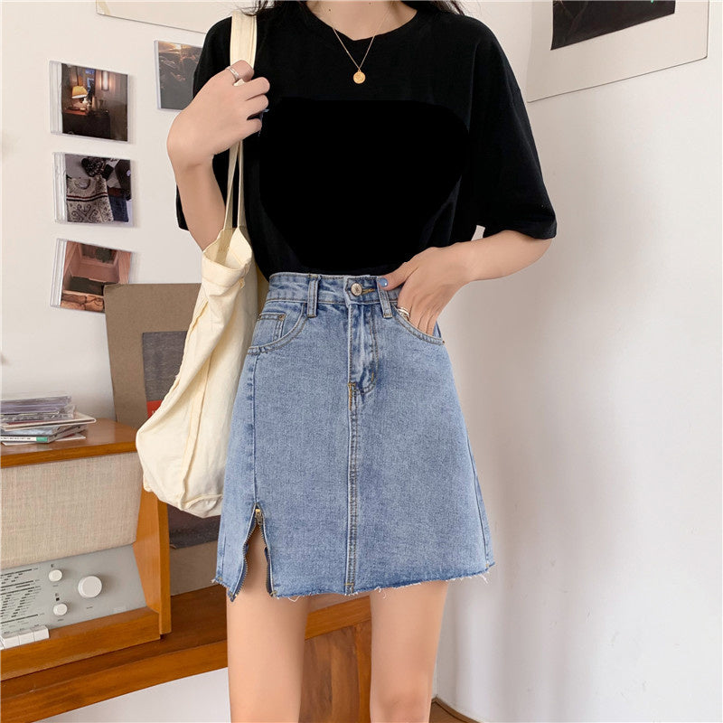 High waist A-line skirt in summer