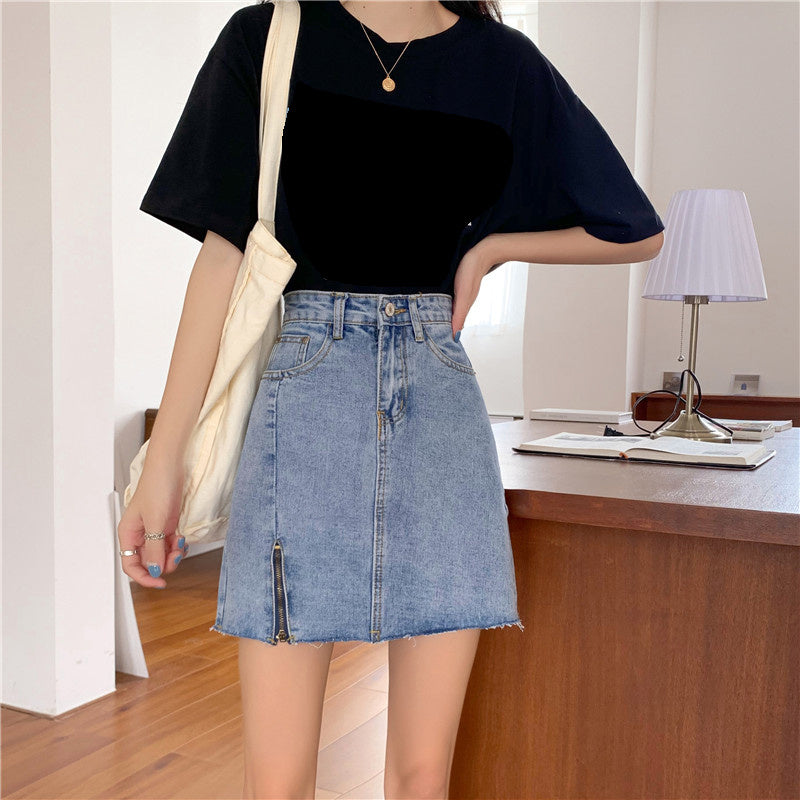 High waist A-line skirt in summer