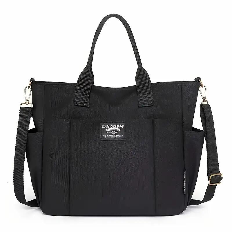 Multi Pocket Tote Bag For Women, Retro Canvas Shoulder Bag, Versatile Crossbody Bag For Daily Use.