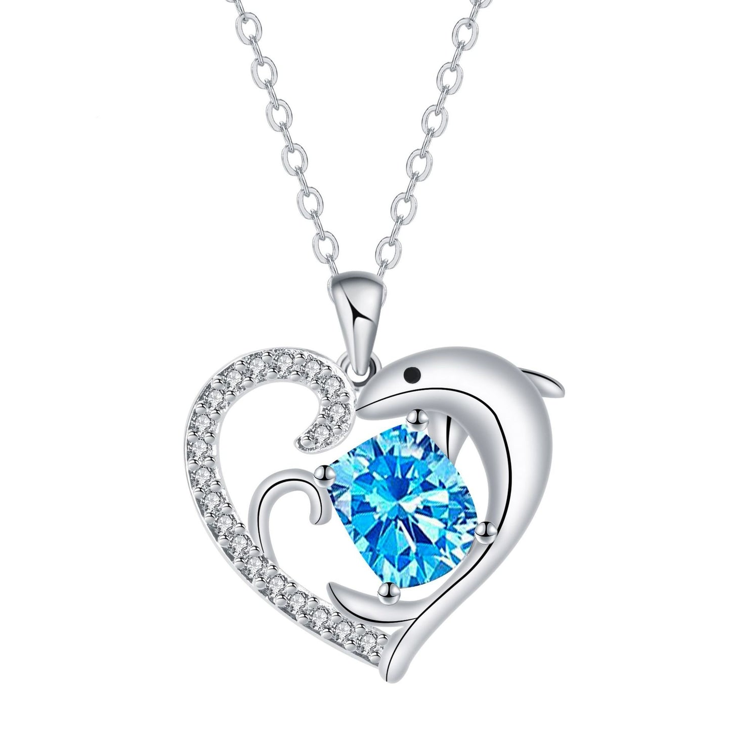 Cool Dolphin Heart Romantic Necklace For Women.