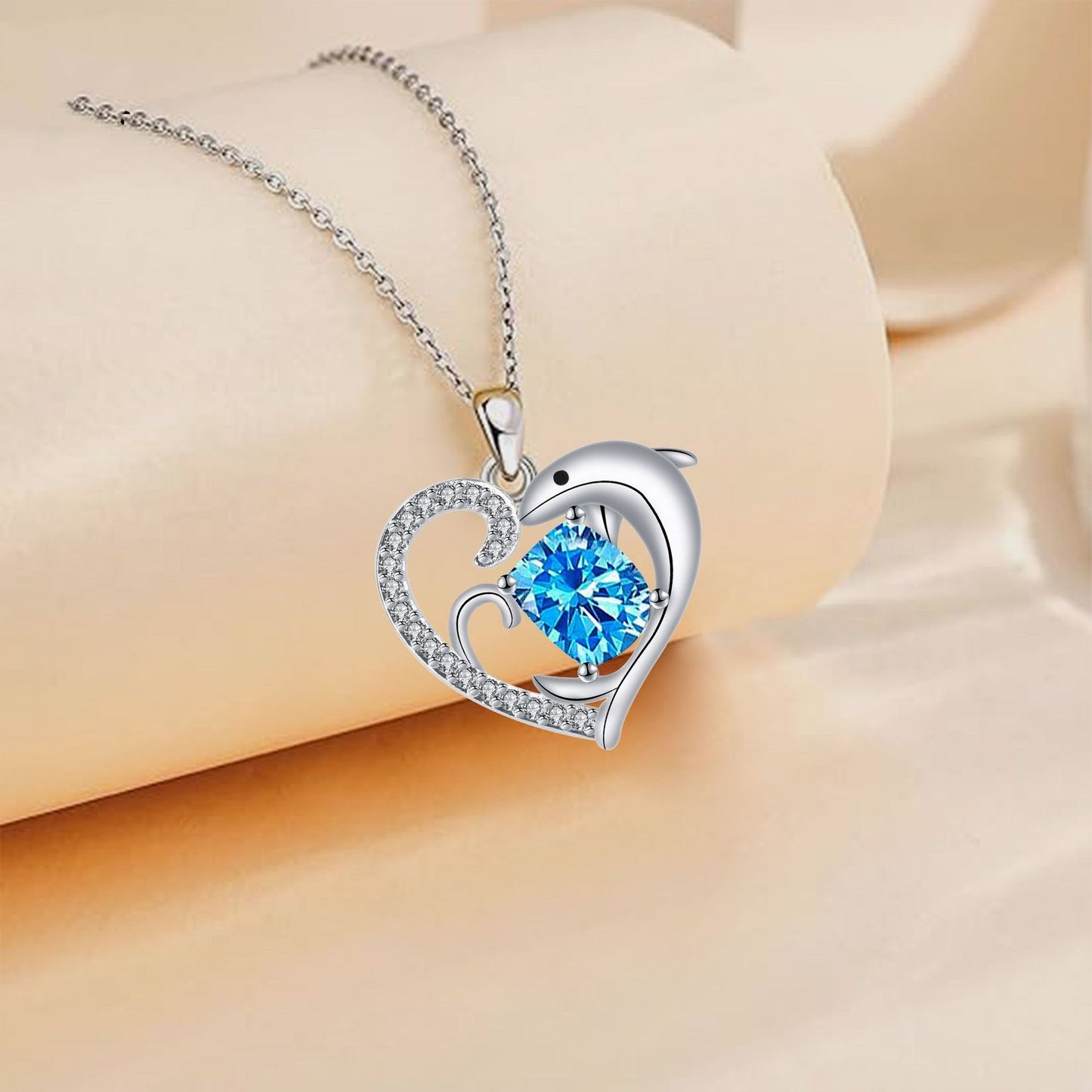 Cool Dolphin Heart Romantic Necklace For Women.