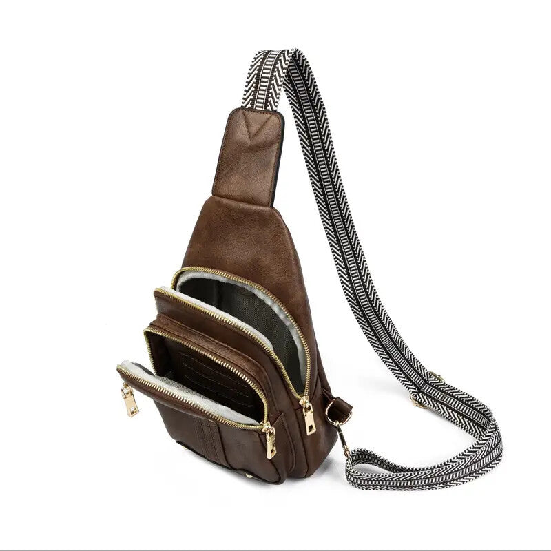 Sling Bag Crossbody Bags For Women, Fanny Packs For Women Chest Bag For Work Shopping Pack Crossbody Purse , Brown, Small, Sling Bag.