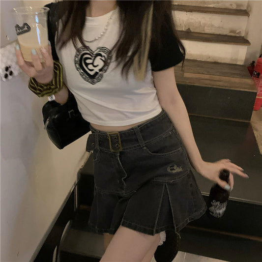 Summer Butterfly Embroidery Hot Girl Denim Skirt