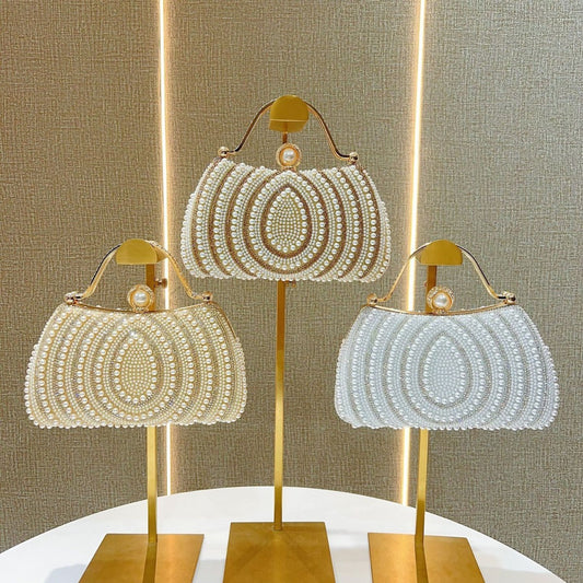 Women's Pearl Diamond Shoulder Handbag.