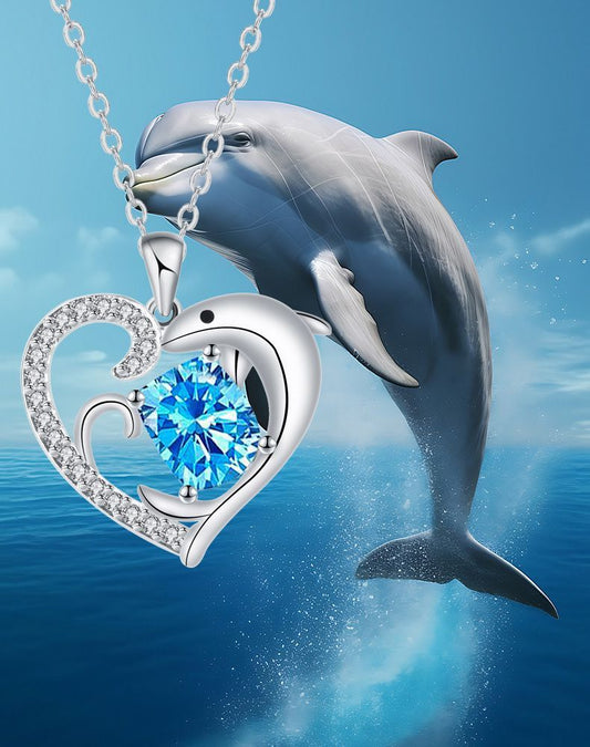Cool Dolphin Heart Romantic Necklace For Women.
