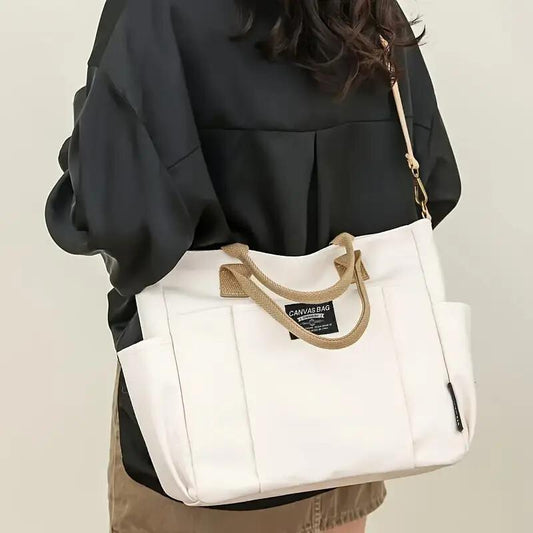 Multi Pocket Tote Bag For Women, Retro Canvas Shoulder Bag, Versatile Crossbody Bag For Daily Use.